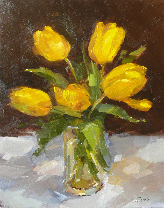 Żółte tulipany obraz Krzysztofa Tracza