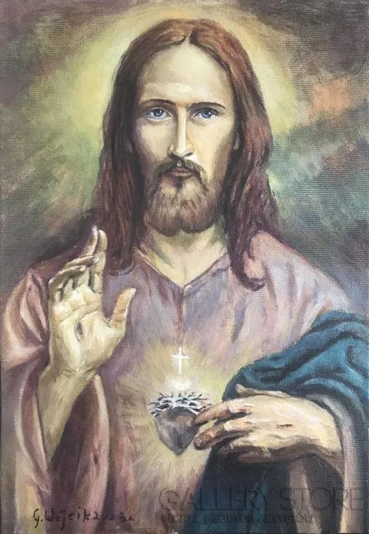 JEZUS BŁOGOSŁAW NAM - obraz olejny na płótnie - Grzegorz Wójcik