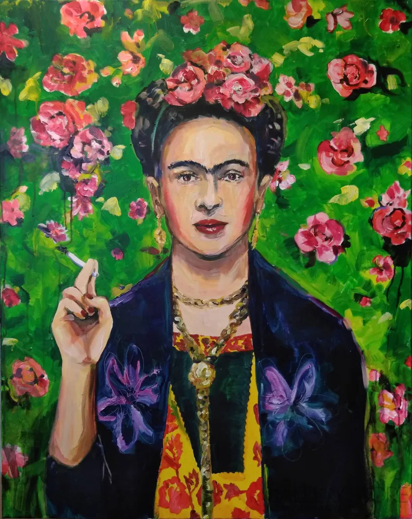 Eviva l'arte - Frida Kahlo - obraz akrylowy na płótnie - Maciej Szczurek-Maksymiuk
