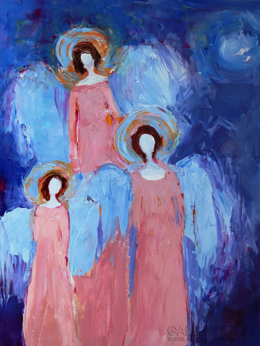 Niebieski anioł - obraz olejny na płótnie - Magdalena Walulik