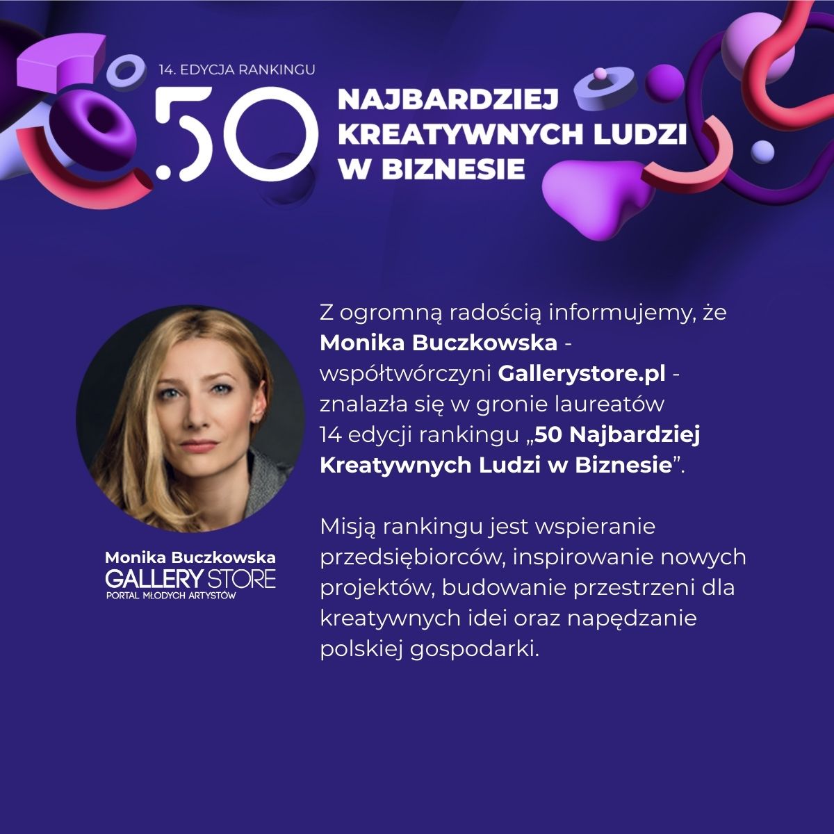 Monika Buczkowska wśród 50 Najbardziej Kreatywnych