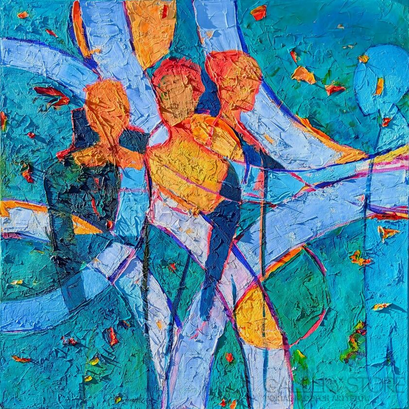 Warstwowe malowanie w technice olejnej.